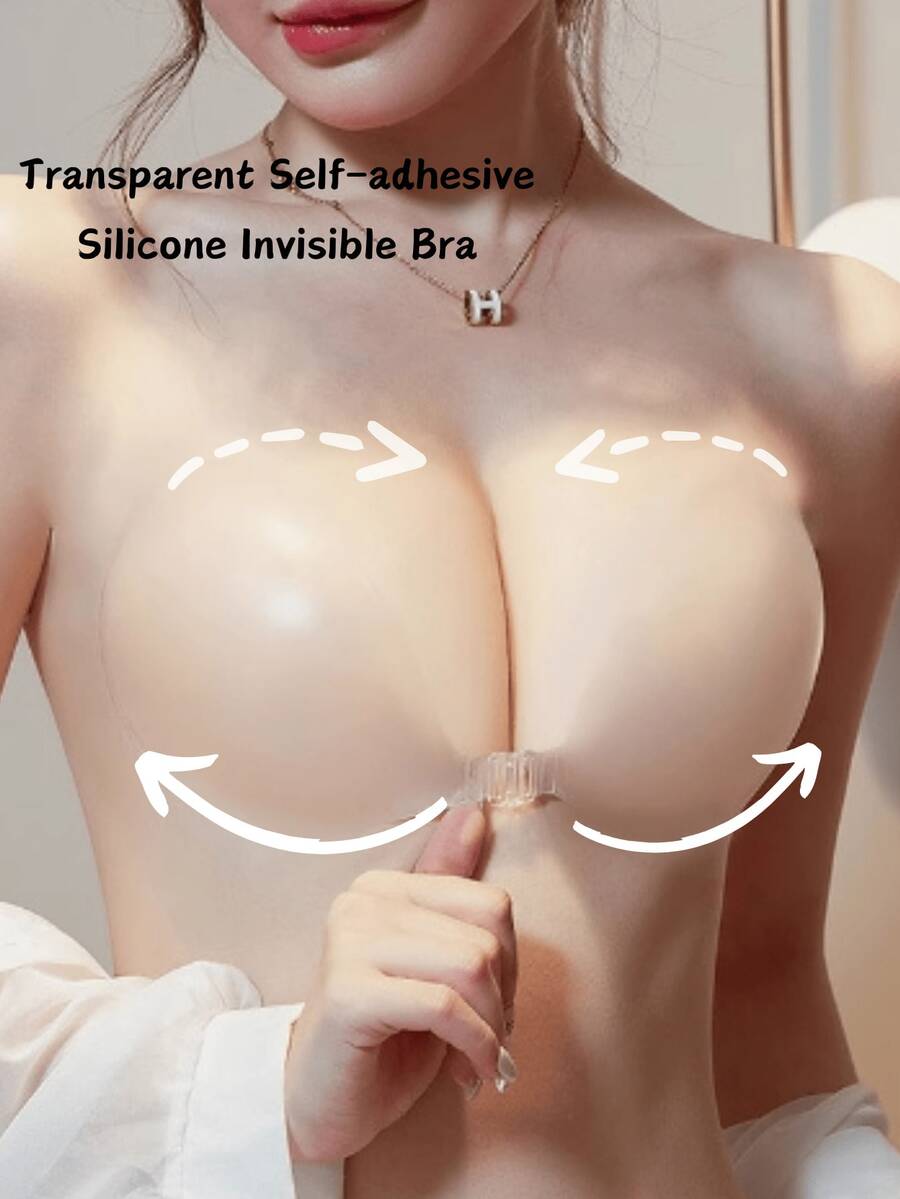 Miếng dán ngực silicon trong suốt/miếng dán ngực silicon trong suốt vô hình cho váy cưới của phụ nữ, miếng dán ngực nhỏ liền mạch và miếng dán ngực silicon nâng ngực lớn cho dây đeo quần lót vô hình - Trong sáng - Xem 1