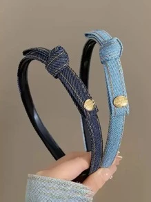 1 buc bandă de păr împletită din denim vintage pentru femei, înfășurare versatilă pentru cap în aer liber, bandă de păr seria albastră cu diademă, accesorii cu fundă, bandă de păr pentru femei, accesorii de păr