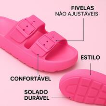 Women's Comfortable Cloud  Lightweight Orthopedic Buckle Slide Flip Flops - 玫紅色 - 查看 3