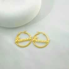 1pc Gold Silver Custom Heart-Shaped Name Earrings, Women's Stainless Steel Fashion Jewelry, Simple And Generous Style, Suitable For Daily Wear Thanksgiving Christmas Halloween, Gold, Stylish, Colorful, Vintage For Birthdays, For Graduation, For Prom, For Party, Gold Jewelry, School Supplies, For Teenagers, Junior High School Students, Middle School Students, High School Senior High School Students, College Students, University Students, Freshman, Sophomore, Underclassmen, Chic Autumn,Delicate Romance - Multicolor - View 9