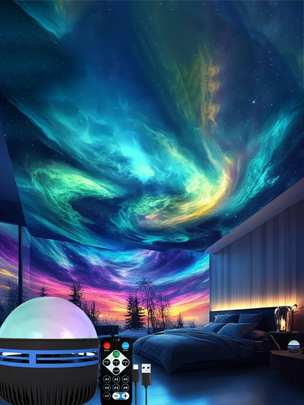 1 pezzo Proiettore di luci del cielo stellato - Illumina camere da letto romantiche, aggiungi scintillio alle vacanze, alle avventure di campeggio e alle feste - Un regalo da sogno per ogni occasione, proiettore 2 in 1 di luci dell'aurora boreale e onde dell'oceano