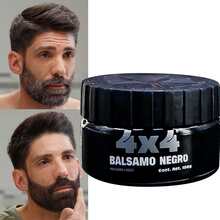Cera balsamo barba bigote cubre canas con color tinte de pelo instantáneo para hombre semipermanente cera de barba color fuerte pintura de barba tinte colorante de barba bálsamo de bigote de ennegrecimiento temporal natural - Negro - Ver 3