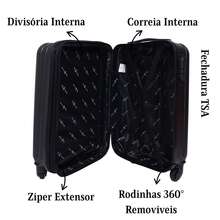 Carry-On Travel Suitcase Expandable 10kg 360° Wheels Compact ABS - 黑色 - 查看 6