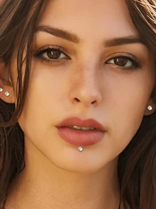 CIZME 16G Lip Rings Studs Flat Back Studs Labret Studs Stainless Steel Internal Threaded CZ 6/8mm Lip Studs Lip Piercing Jewelry Earrings Studs Cartilage Helix Piercing Silver Gold Steel Labret Piercing Jewelry For Women Men