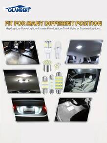 GLANBERT Brandneue 42 Stück/set Led Autos Keillichter T10 Auto Innenlicht T5 Karte Dome Birne Rücklicht Nummernschild Beleuchtung Kofferraum Birnen