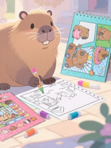 Capybara Coloring Book, 48 Sheets, 180g, Holographic Acetate Back To School - Modelo 7 - View 3