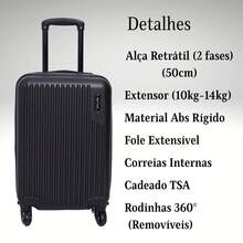 Carry-On Travel Suitcase Expandable 10kg 360° Wheels Compact ABS - 黑色 - 查看 5