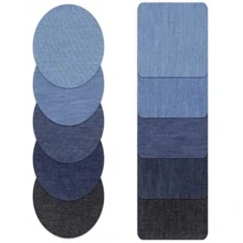 5 pieces/set of circular and rectangular ironing patch patches for clothing repair, denim patch for jeans set, (4 colors) for interior and exterior repair of jeans and clothing - Multicolor - View 14