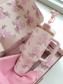 S*Love Limited Edition Gift Box 40oz Water Cup, Send Love Gifts Are The Best Choice, Sports Travel Water Cup,Designed For Hot And Cold Drinks - 蝴蝶禮盒粉紅色 - 查看 2