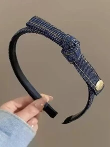1 buc bandă de păr împletită din denim vintage pentru femei, înfășurare versatilă pentru cap în aer liber, bandă de păr seria albastră cu diademă, accesorii cu fundă, bandă de păr pentru femei, accesorii de păr
