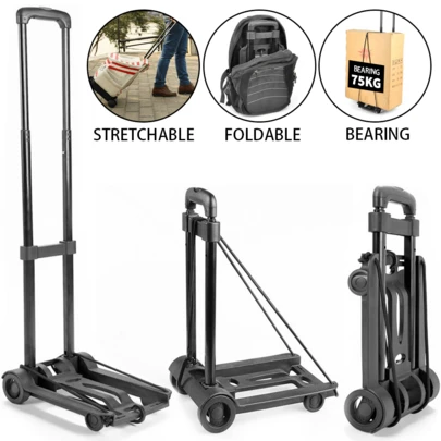 Portable  Heavy Duty Folding Lightweight Hand Sack Trolley Cart Wheel Truck Barrow Black