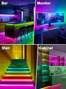 1 pièce Bande lumineuse LED 5050 RVB de 1 m à 20 m, Éclairage LED pour chambre, Convient pour la bande lumineuse de rétroéclairage LED de 55 à 75 pouces, Synchronisation avec la musique et la télévision, Bande lumineuse LED USB pour rétroéclairage TV, Rétroéclairage LED TV avec télécommande application, Pour la décoration de la pièce