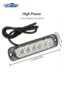 GLANBERT 3 buc LED-uri stroboscopice de urgență, roșu albastru 6 LED-uri stroboscopice de avertizare Lumină intermitentă de urgență Atenție Bară luminoasă pentru pericol de construcție pentru mașină, camion, furgonetă, vehicul de teren, ATV, SUV, montare la suprafață