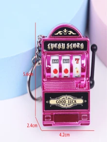 Mini Slot Machine Keychain, Mini Casino Lucky Charm Keychain, Pocket Stress Relief Toy Accessory - Multicolor - View 12