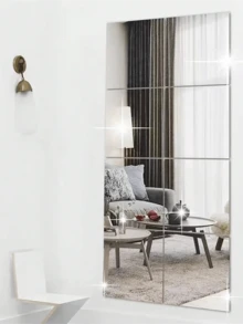 2/4/8/10 Pieces Mirror Wall Stickers, Connectable, Full Body Mirror, Suitable For Bedroom, Home Gym, Bathroom, Restroom. - White - View 11