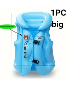 1 件充气游泳背心 - 可调节夹克，适合游泳训练、水上生存和学校活动，蓝色，浮力舒适贴身，配有可调节肩带