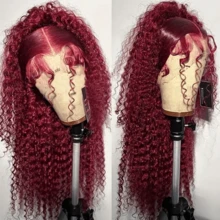 MECRY 180% Red Curly Wig Burgundy Red Curly Short Bob Wigs 99J Hair Brazilian Hair 13x4 Deep Wave Lace Frontal Wig Frontal Wigs Headband Wig Hair Wigs Frontal Blended Hair 10Inch-36Inch - SBUG - View 8
