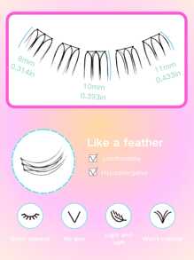 Set de 100 piezas de pestañas postizas coreanas de estilo kawaii en forma de U, natural, DIY, de 8-11mm, con rizo DD, tallo negro, perfectas para escenario, fiesta o festival