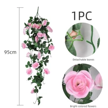 Nejlue Artificial Flowers/Plants1111 Home & Living 1/2 pièces Fleurs de rose artificielles Plante grimpante Fausse fleur pendante Feuillage artificiel Rotin faux pour décoration de maison, salle de classe, bureau, décoration d'automne, chambre, bureau, jardin, décoration de mariage de voiture, décoration d'arche de linteau, maison, salle à manger, chambre à coucher, porche avant couvert