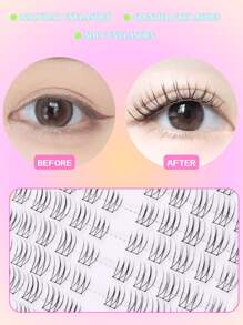 Set de 100 piezas de pestañas postizas coreanas de estilo kawaii en forma de U, natural, DIY, de 8-11mm, con rizo DD, tallo negro, perfectas para escenario, fiesta o festival