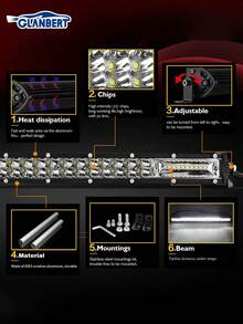 GLANBERT 20 英寸/15 英寸/8 英寸超亮双排 LED 灯带聚光灯汽车 LED 工作灯可调支架泛光灯组合密封光束适用于拖拉机、4X4、越野车、4WD、ATV、卡车 - 12V 24V - 白色 - 查看 4