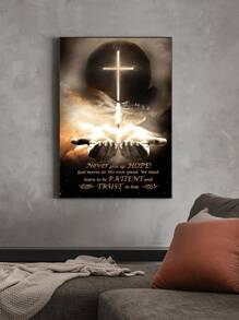 1 Stück Wandkunst, Poster, Religion, christliche Leinwandmalerei im Holzrahmen - Handgottes Zitat Muster, inspirierendes Zitat Leinwandkunst, Dekoration zum Aufhängen für Zuhause, Büro, Badezimmer, Wohnzimmer, Geschenk für sie, ihn