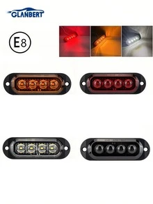 GLANBERT 4 件装卡车 4 LED 镜头侧灯 12-24 伏拖车警示灯汽车标志灯应急照明灯