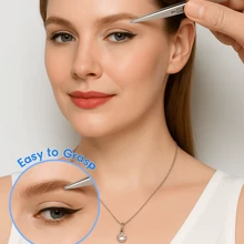 Precise Slant Tip Eyebrow Tweezers - Silver Stainless Steel Facial Hair Remover Tool - Easy Grip Professional Brow Shaping & Stray Hair Plucking (1 Pc),Makeup,Cheap,Room Decor,Vanity,Travel,Bedroom,Makeup Accessories,Tweezers