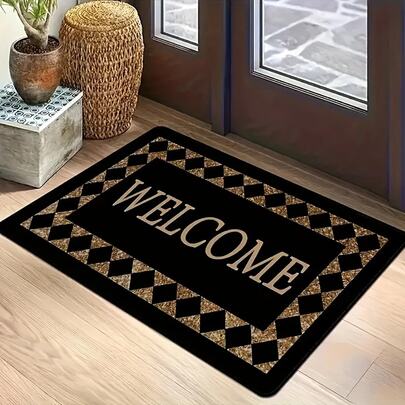 1 pieza Felpudo de bienvenida con respaldo antideslizante, adecuado para la entrada del hogar, dormitorio, cocina, baño, alfombra decorativa de piso multiárea, accesorios de baño, decoración de entrada, decoración de baño y cocina