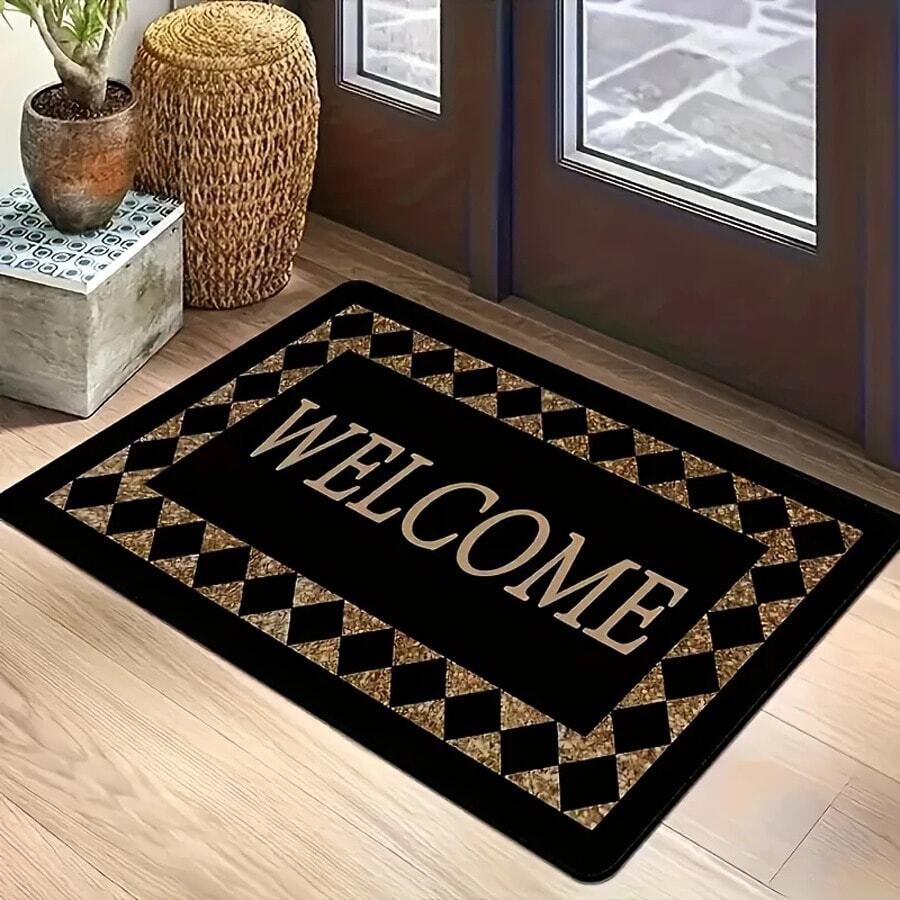1pc Entrance Mat With Anti-Slip Bottom, Suitable For Home Entryway, Bedroom, Kitchen, Bathroom And Other Areas, Decorative Floor Mat, Bathroom Accessory, Foyer Decor, Bathroom & Kitchen Decoration - Multicolor - View 1