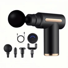 Portable Mini Fascia Gun, Rechargeable, With 4 Interchangeable Massage Heads, A Home-Use Electric Massage Gun For Muscle Fascia. - Red - View 7