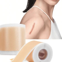 1 片自粘硅胶疤痕贴 - 4 厘米疤痕凝胶胶带卷、硅胶疤痕胶带、超级纹身遮盖贴、防水防汗疤痕遮盖胶带、可修剪隐形疤痕和胎记贴纸 - 彩色 - 查看 3