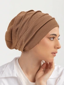 1pc New Style Hexagon Pleated Beanie Cap, Crinkled Bamboo Knot Turban Hijab For Dress, Beach, Holiday,Travel Essential - A - View 6