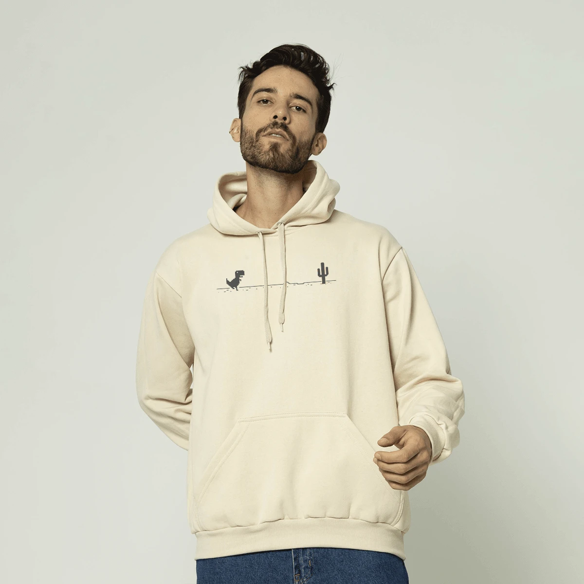 Women's And Men's Basic Sweatshirt With Dinosaur Print Immediate Shipping - Màu Khaki - Xem 1