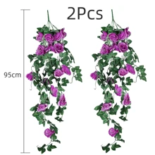 Nejlue Artificial Flowers/Plants1111 Home & Living 1/2 pièces Fleurs de rose artificielles Plante grimpante Fausse fleur pendante Feuillage artificiel Rotin faux pour décoration de maison, salle de classe, bureau, décoration d'automne, chambre, bureau, jardin, décoration de mariage de voiture, décoration d'arche de linteau, maison, salle à manger, chambre à coucher, porche avant couvert