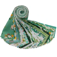 40 piezas de tiras de rollo de gelatina con estampado floral verde, tiras de rollo de gelatina de poliéster suave de color verde para hacer regalos de Navidad, celebraciones festivas, costura de patchwork DIY, muñecas, artículos decorativos, bolsas y decoración del hogar