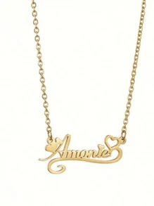 1 pieza Collar personalizado con corazón hueco y nombre en oro/plata, regalo del Día de San Valentín, collar de acero inoxidable para mujer, regalo para parejas, regalo personalizado para amigos, familia y ocasiones especiales como cumpleaños, aniversario, graduación, fiesta (solo en inglés)
