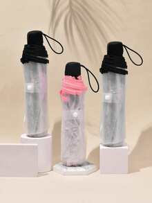 1把8根加厚PVC透明折叠伞，户外拍摄旅行三折伞，适用于学校、办公室、家庭、旅行、春夏精选、伴娘礼物、房间、卧室装饰、海滩、旅行、男女通用、度假 - 彩色 - 查看 6