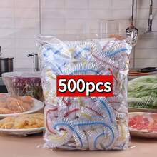 500pcs Elastic Food Freshness Wraps - Stretchable Clear Plate Covers, Disposable, Multi-Use, No Odor Kitchen Cling Film, Dust Protection For Home, Restaurant, Picnic - All Plate Sizes, Picnic Essentials|Decorative Wraps|Reusable Plastic Wrap, Plastic Wrap For Food - Multicolor - View 2