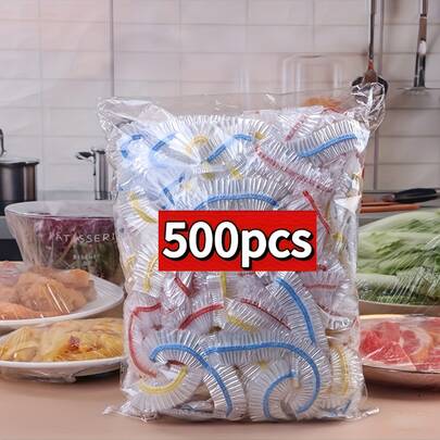 500 قطعة من الأغلفة المطاطية للحفاظ على طراوة الطعام - أغلفة طبق قابلة للتمدد شفافة، قابلة للتخلص منها، متعددة الاستخدامات، بدون رائحة ، فيلم بلاستيكي للمطبخ، حماية من الغبار للاستخدام المنزلي والمطاعم والنزهات - لجميع أحجام الأطباق، ضروريات النزهات|أغلفة زخرفية|غلاف بلاستيكي قابل لإعادة الاستخدام، غلاف بلاستيكي للأطعمة