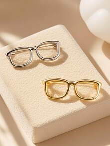 1 件创意简约金属眼镜形状胸针，别致服装配饰领针背包适用于学校办公室配饰衬衫夹克珠宝圣诞节万圣节