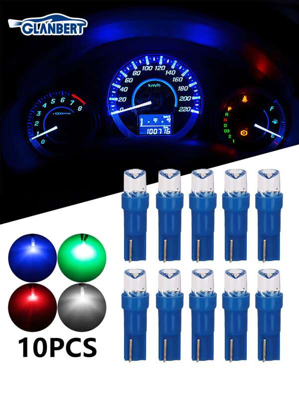 GLANBERT 10 Stück T5 Led Auto Dash Dashboard Lichter 74 73 286 Instrument Cluster Anzeige Panel Lampe Tacho 86 17 18 Keilbirnen 74 73 286