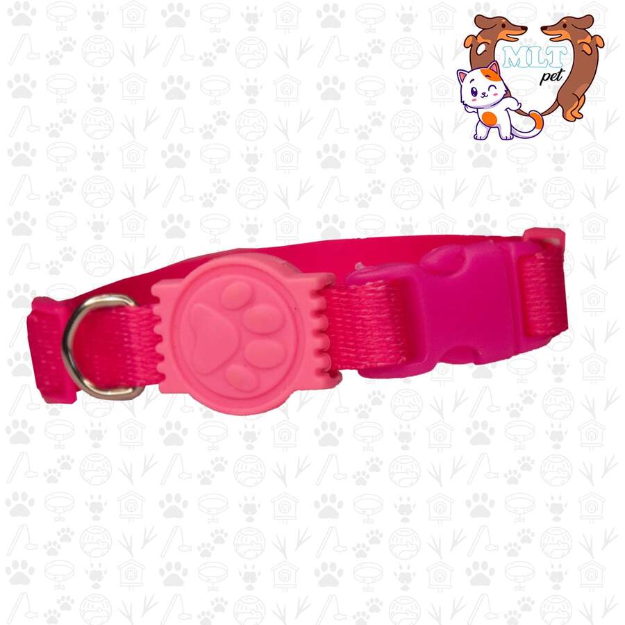 Adjustable Cat Collar With Anti-Hanging Clasp Plain Pink Blue - Pink - View 1