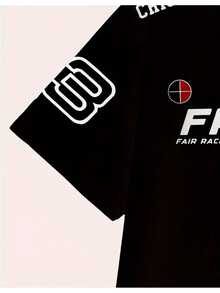 Men's Oversized T-Shirt Basketball Jersey Style Streetwear Urban Hip Hop Printed Comfortable Youth Fashion Cod 496 - 黑色 - 查看 3