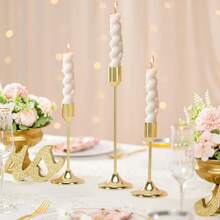 3pcs Metal Candle Holders, Tabletop Decoration For Candlelight Dinner Photos, Wedding Anniversary Party, Home Hotel Decor, Birthday Gift (Candles Not Included)