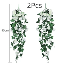Nejlue Artificial Flowers/Plants1111 Home & Living 1/2 pièces Fleurs de rose artificielles Plante grimpante Fausse fleur pendante Feuillage artificiel Rotin faux pour décoration de maison, salle de classe, bureau, décoration d'automne, chambre, bureau, jardin, décoration de mariage de voiture, décoration d'arche de linteau, maison, salle à manger, chambre à coucher, porche avant couvert
