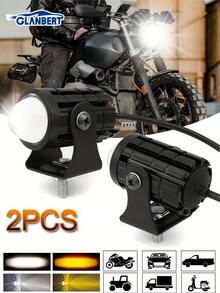 GLANBERT 2 Peças Faróis LED Universais para Motocicleta, Luzes de Feixe Alto/Baixo Bicolor Amarelo e Branco, Holofotes de Motocicleta Super Brilhantes - Preto - Visão 13