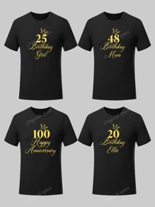 Maglietta larga personalizzata per festa di compleanno, anniversario, abiti di gruppo per raduni di famiglia, personalizzabili con logo, foto, coppia, famiglia, animale domestico, amici, abbigliamento per festival musicali, top autunnale, top da donna, top nero, regalo per le vacanze, regalo di San Valentino, regalo per l'anniversario, regalo di nozze, regalo per il migliore amico, abbigliamento da donna per festival musicali