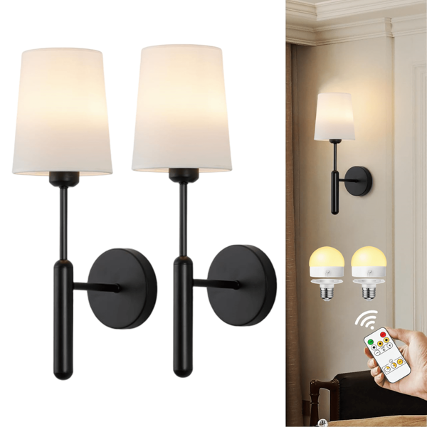 Applique murale sans fil avec télécommande, sans câblage nécessaire. Lampe murale à LED alimentée par batterie rechargeable 2000 mAh, réglable en intensité, pour éclairage de tableau, miroir de vanité, chambre à coucher, salon