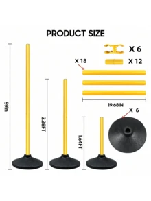 El equipo de entrenamiento de agilidad consta de seis barras flexibles de 140 cm, seis bases de goma de 1 kg para entrenamiento de velocidad y fútbol americano, y conos de fútbol americano para jugadores de baloncesto. - traje amarillo - Ver 9